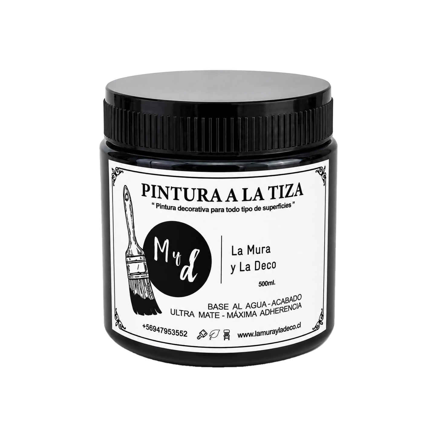 Pintura Efecto Tiza Negro Puro 200 ml - La Mura y La Deco