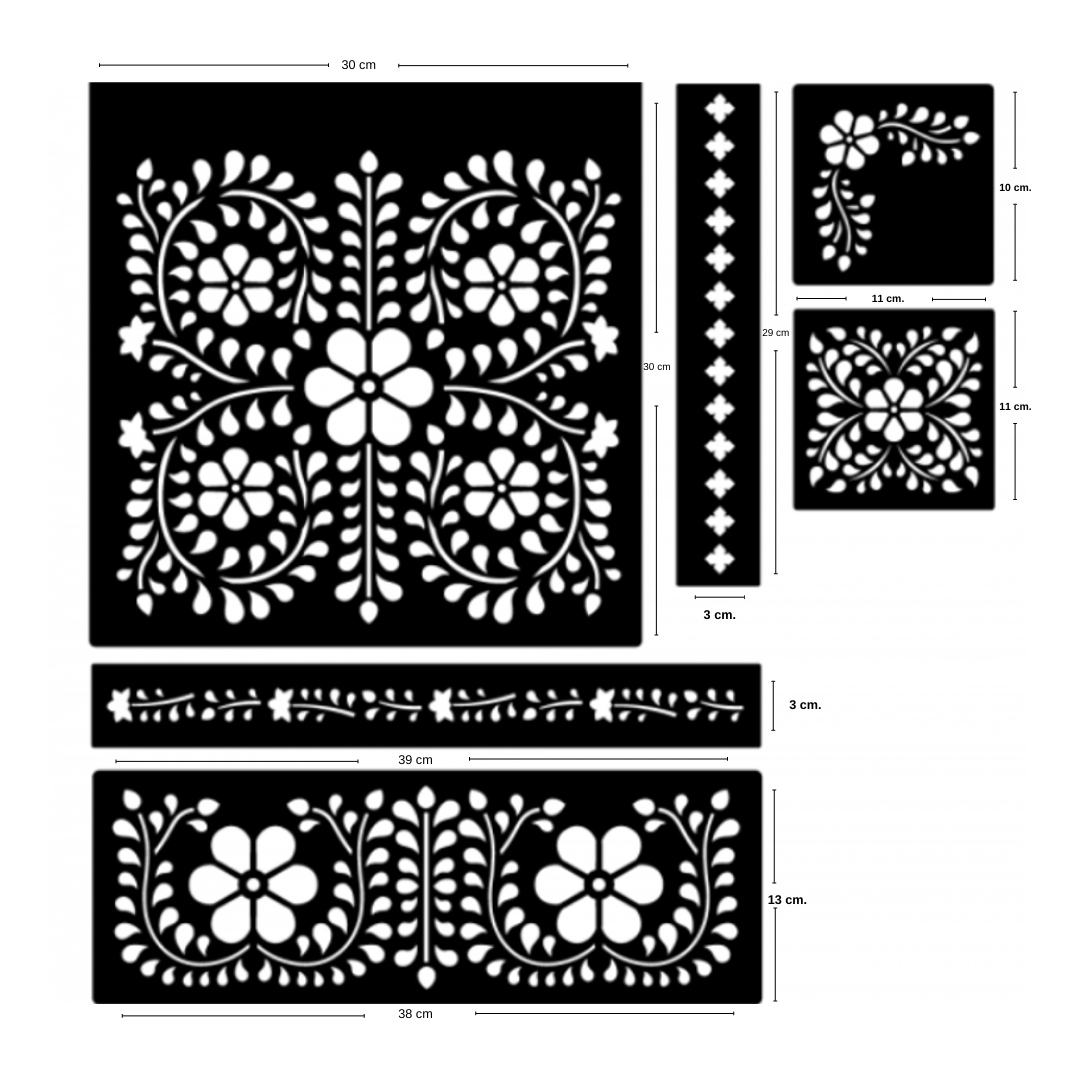 Plantillas Decorativas Multipropósito Stencil Abanico 20x20 - La Mura y La  Deco